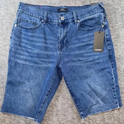 True Religion Men Ricky Relaxed Straight Denim Jean Shorts Medium Wash Sz 32 NEW - Image 1 of 4