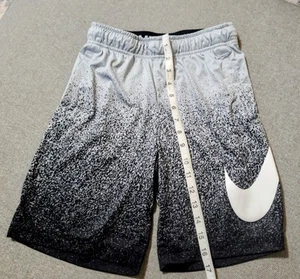 Nike Boys Youth Medium Shorts Light Gray with Black Pattern - Picture 1 of 3