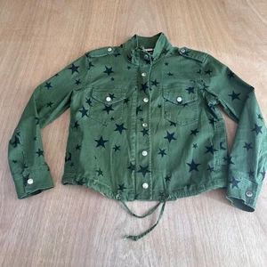 Jou Jou Women’s XS Green Star Print Utility Jacket Military Style - Picture 1 of 4