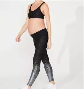 Beyond The Bump By Beyond Yoga Maternity Leggings Navy & Silver Foil Sz Small - Picture 1 of 7