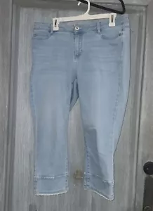 J. Jill Authentic Fit Cropped Jeans Womens Size 12P Light Blue Frayed Leg - Picture 1 of 8
