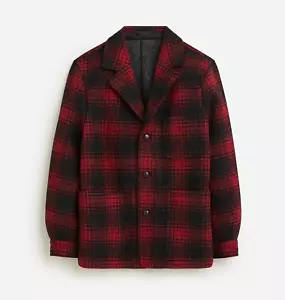 Abrigo J.Crew Edición Limitada Ludlow Lana Inglesa Negro Rojo Cuadros L Grande NUEVO - Imagen 1 de 8
