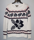 Tommy Bahama White Tropical Fair Isle Chunky Sweater with Orchids Size XS