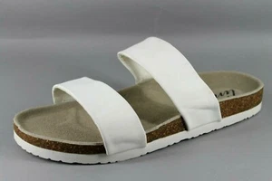 Sandalias deslizantes planas Linea para mujer UK 8 blancas de dos correas forradas de gamuza con plantilla hundida - Imagen 1 de 5