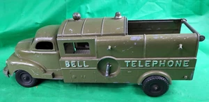 VTG Metal Hubley Bell Telephone Kiddie Toy Utility Truck Green #504 Made In USA - Picture 1 of 7