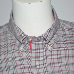 NWT PAUL FREDRICK Slim Fit Non Iron Gray Red Plaid Cotton Dress Shirt 16 - 33 - Picture 1 of 3