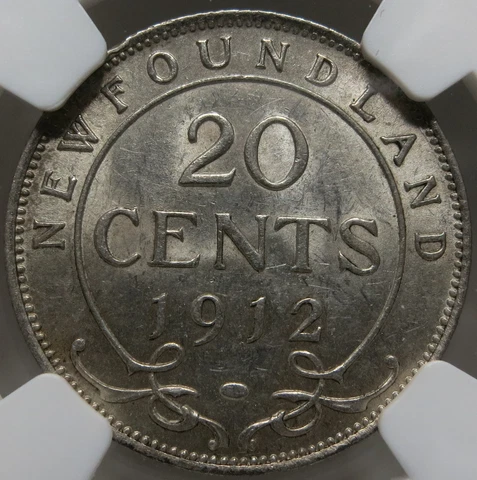 CANADA NEWFOUNDLAND 20 cents 1912 NGC MS 61 UNC George V Silver Cover
