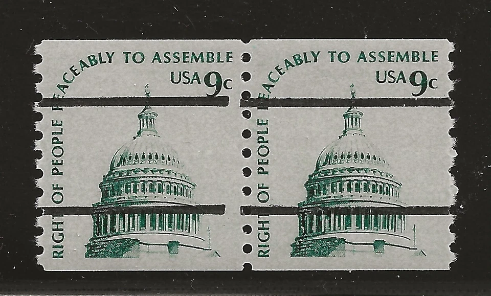 US Scott #1616b, Precancel Pair 1976 Capitol 9c FVF MNH - Image 1 of 1