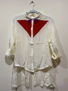 Line & Dot Hi Lo Blouse Size Large Silk Top Size Large - Picture 1 of 5