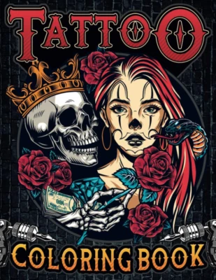 Tattoo Coloring Book: Ultimate Tattoo Coloring Book for Adults Relaxation with 5 - image 1 of 2