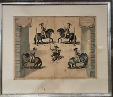Antique Print After Abraham van Diepenbeeck Hand colored Etching Horsemanship
