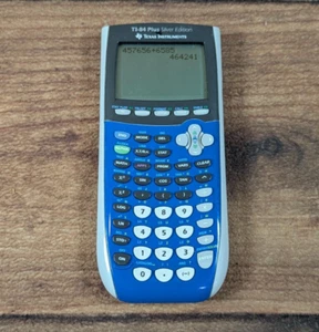 Texas Instruments TI-84 Plus Silver Edition Graphing Calculator Blue Tested - Picture 1 of 4