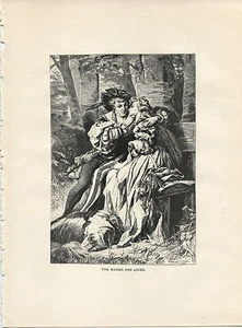 The Maiden and Lover. Benczur-Gyula. Antique 1892 wood engraving print. - Picture 1 of 1
