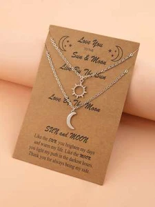 2pcs Couple Moon & Sun Charm Necklace for Couples Friendship Necklace Creative - Picture 1 of 6