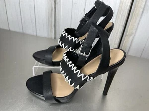 Joe’s Jeans Women's 7.5 Black Leather Ankle Cuff High Stiletto Heels - Picture 1 of 8