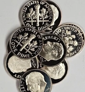 Moneda de diez centavos de prueba moderna de 2,5 g 90 % plata absolutamente impresionante + bono antiguo gratis - Imagen 1 de 5