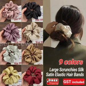 1/4X Large Scrunchies Silk Satin Elastic Hair Bands Rope Tie Ponytail Accessory - Picture 1 of 22
