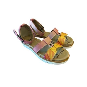 Dromedaris Anita Leather Ankle Strap Sandals Open Toe Flowers Fuchsia Size 38 - Picture 1 of 11
