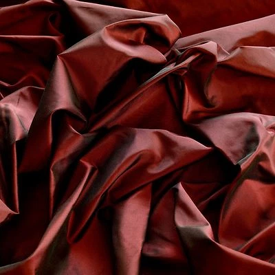 Burgundy Silk Taffeta 100% Silk Fabric, 54" Wide, By the Yard (TS-7020) - Image 1 of 3