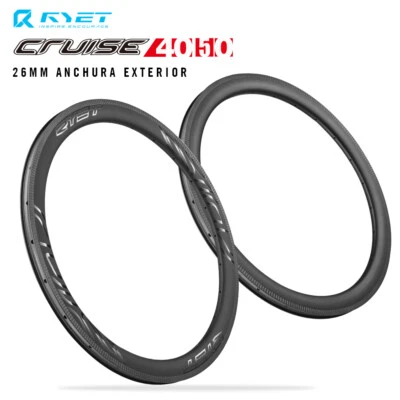 700C Kohlefaser V Bremse 40mm 50mm Drahtreifen Schlauchlos 26mm Rennradfelgen - Bild 1 von 4