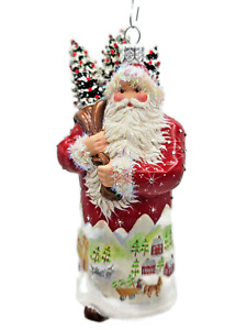Patricia Breen Bedford Falls Santa Claus Village Red Christmas Tree Ornament