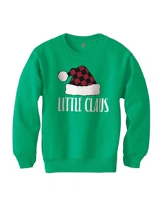 Girls’ Hanes “Little Claus” Kelly Green Christmas Holiday Sweatshirt L 14-16 NWT - Picture 1 of 1