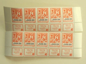 Israel 1984 Agricultural Products 500.00 IS Two Strips of Five with Tabs  MNH  - Picture 1 of 2