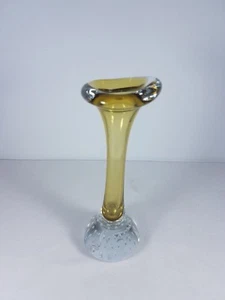 Vintage Art Green Glass Controlled Bubble Vase - Picture 1 of 7
