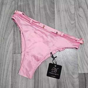 NWT Honey Birdette Shibari Pink High Waisted Satin Brief Panty Size S - Picture 1 of 5