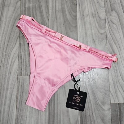 Nuevo con etiquetas Braguita Honey Birdette Shibari Rosa Cintura Alta Satén Talla S Foto 1 de 4