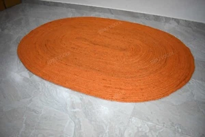 Alfombra ovalada trenzada a mano natural yute naranja alfombra para sala cocina comedor - Imagen 1 de 9