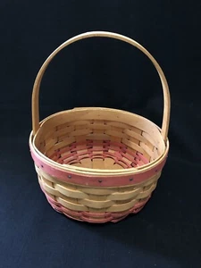 1998 Longaberger Mother's Day Rings & Things Basket Rose Pink Weaves & Handle  - Picture 1 of 8