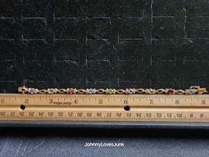 Vintage Sterling Silver Chain Style Bracelet Marked/Tested+ Natural Stones - Picture 1 of 5