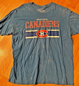Montreal Canadiens Shirt Blue Short Sleeve XL Logo Graphic NHL Hockey Waves - Picture 1 of 2