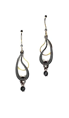 Pendientes colgantes Silver Forest NE0719 - tono dorado/paisley negro Foto 1 de 2