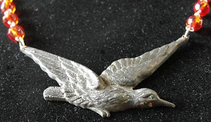 Night singer necklace! beaded rosary chain blackbird raven crow gothic bird - Picture 1 of 5