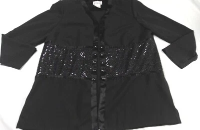 Cárdigan acolchado para mujer Perceptions By Irene B negro hombros talla 12 elegante Foto 1 de 4