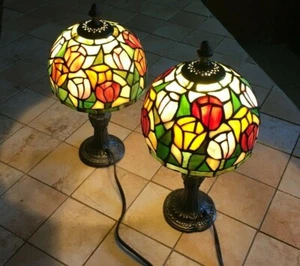 2 each Tiffany Style Dale Tiffany 12 Inch Accent Lamp Roses - Picture 1 of 8
