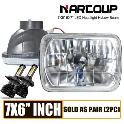 Pair For 82-93 Chevy S10 Blazer GMC S15 5X7 7X6" Black LED Headlights Hi/Lo DRL Foto 1 de 4