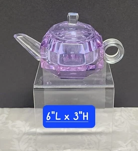 VTG Cut Crystal Lavender Miniature Tea Pot And Cup Set - Picture 1 of 14
