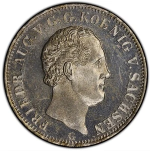 German States-Saxony 1841 G 1/6 Thaler PCGS MS63 Frederick Augustus II, KM# 1161 - Picture 1 of 5