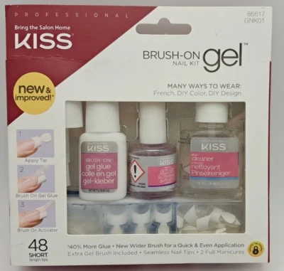 Kit de uñas de gel con cepillo KISS | Puntas blancas | 48 puntas de longitud corta 2 manicuras completas Foto 1 de 2