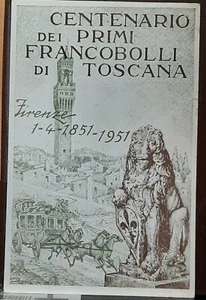 (ITA-819) ITALIA 1951 Centenario de los Primeros Sellos de Toscana, postal - Imagen 1 de 2