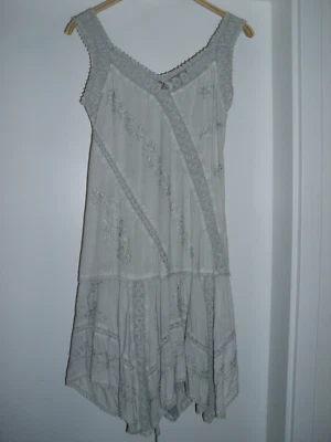 Damen VISCOSE Sommerkleid grau, Spitze, Urlaub, Indien-Kleid, Strand Gr.M ‼️ Goa - Bild 1 von 4