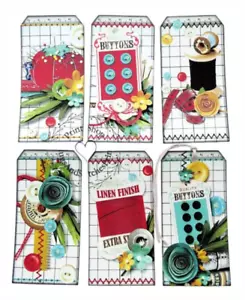 Etiquetas colgantes HILO DE COSER NOCIONES ETIQUETAS MIXTAS #T 15 Etiquetas de regalo - Imagen 1 de 4