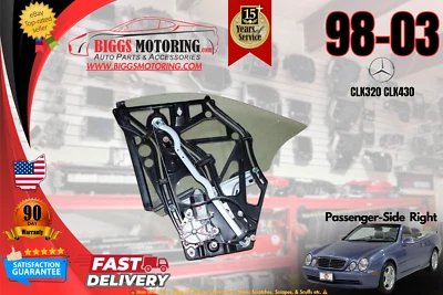 98-03 MERCEDES-BENZ CLK320 CLK430 REAR QUARTER WINDOW REGULATOR W/ GLASS RIGHT - Image 1 of 4