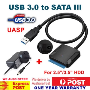 USB 3.0 to 2.5"/3.5" SATA Hard Drive Adapter Cable Converter UASP + DC 12V Power - Picture 1 of 58