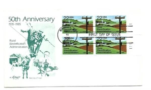 2144 Rural Electrification Admin, REA, Artmaster plate block FDC - Picture 1 of 1