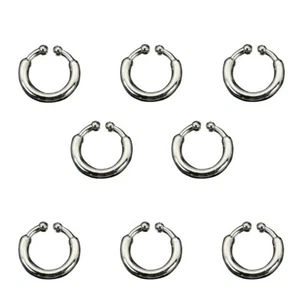 Fake Non-Piercing Body Jewelry Kit 8 Nose/Lip/Cartilage/Septum/Belly Button Ring - Picture 1 of 2