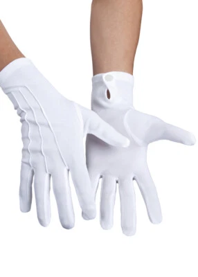 BOLAND Adult Mens XL Short White Seamed Gloves Santa Claus Fancy Dress Accessory
